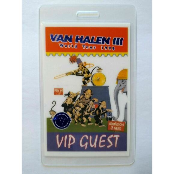 Van Halen III Backstage Pass Original VIP Guest Circus Monkey Artwork 1998 Eddie - Picture 3 of 4